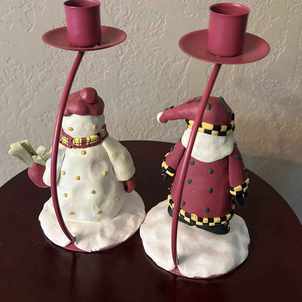 Christmas candle holders - Snowman snd Santa Clause